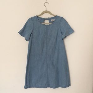 Madewell - Chambray dress, ruffled short sleeves